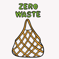 Eco-friendly tote bag, Zero Waste lettering, perfect for sustainable shopping and everyday use. Made from natural, reusable materials.