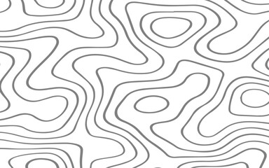 Abstract Black Topographic Contour Lines on a Minimal White Background Creating a Modern Geometric Map-Inspired Pattern.
