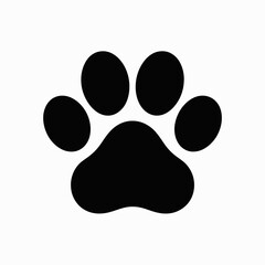 Simple black paw print icon on white background