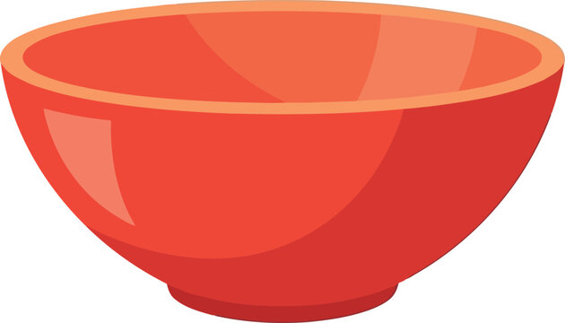 Vibrant red ceramic bowl isolated on white food service kitchenware vector