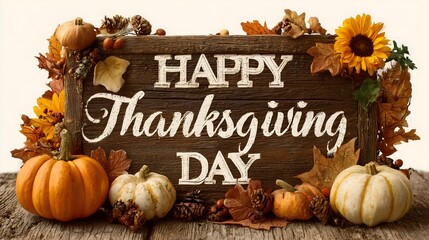 Festive thanksgiving decoration with a wooden sign celebrating the joy of gratefulness