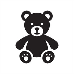 Stand and sit teddy bear silhouette vector flat illustration design.