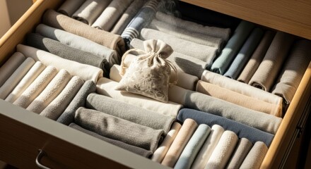 Organized clothes drawer, light-filled