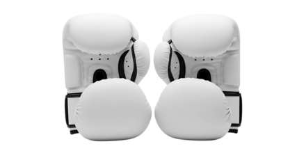 Pair of white boxing gloves and two round white balls