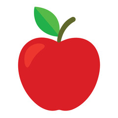 Red Apple with Single Green Leaf and Stem on White Background fruit food