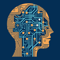 human head with circuit board