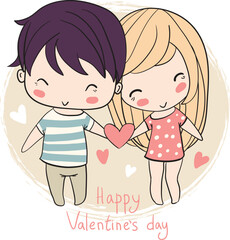 Valentine's Day. Boy and girl in love, cute illustration.
