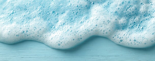 Light blue cleaning foam on a light blue surface
