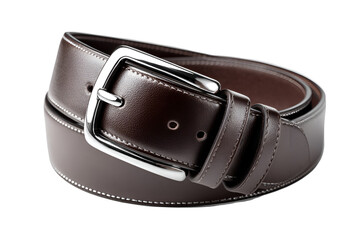 Brown Leather Belt with Silver Buckle Men's Fashion Accessory