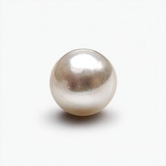 Single, perfect, round pearl, light beige/off-white hue, smooth surface, subtle iridescence, high-quality