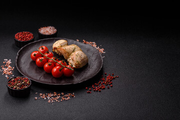 Chicken shish pieces fried on a skewer with salt and spices. Chicken shashlik