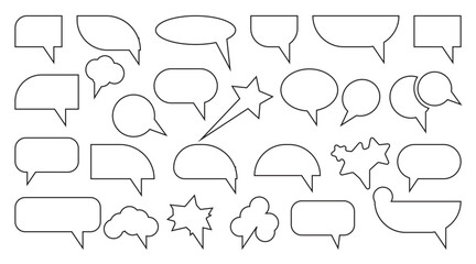  Collection of  hand drawn outline speech bubbles and thought balloons comic