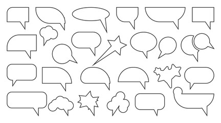 Obraz premium Collection of hand drawn outline speech bubbles and thought balloons comic