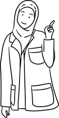  Female Physician in Hijab acting point someting vector