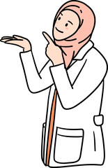 Female Physician in Hijab acting Show something Vector