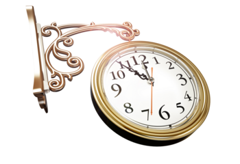 Vintage wall clock on transparent background. 3D illustration