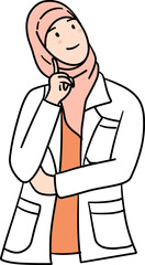 Female Physician in Hijab acting Thinking Vector