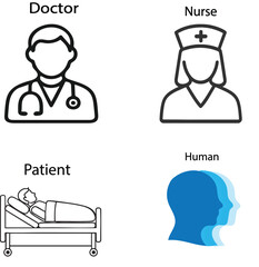 Healthcare Professionals Icons: Doctor, Nurse, Patient, and Human, Health Care Worker, and Patient Icon Collection