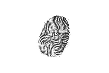 Vector black fingerprint on white Transparent background. Unique fingerprint identification security crime forensic evidence scan isolated on transparent background.