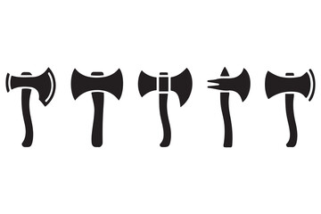 Set of medieval axe icons. Medieval weapon black silhouette. Vector black silhouette. with white background
