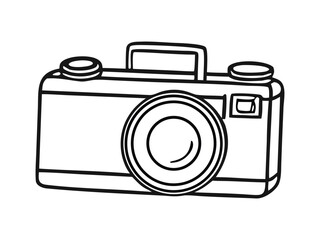 Simple Line Art of a Camera for Photography, Travel, and Adventure Memories, Vacation Photos