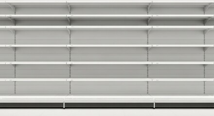 Clean Modern Empty White Retail Supermarket Shelves Blank Display Background