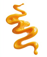 Orange liquid drips and swirls, isolated
