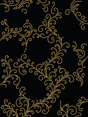 Gold Floral Swirls Background
