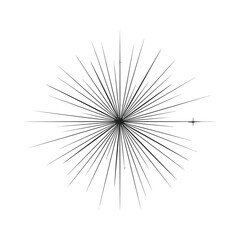 Abstract starburst design featuring radiating lines emanating from a central point on a white background art