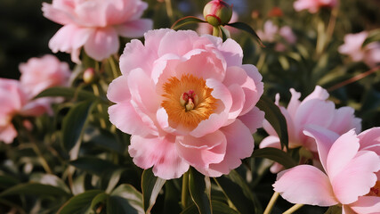 Fototapeta premium Delicate Pink Petal Flowers Blooming in Abundance, Capturing the Essence of Spring and Natural Beauty