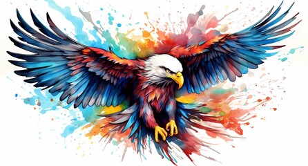Colorful eagle watercolor