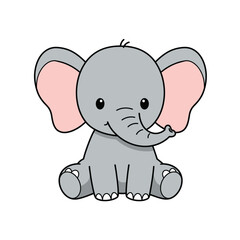 Naklejka premium Adorable Cartoon Baby Elephant Illustration Featuring a Sweet, Playful Pose for Children's Designs and Nursery Decor