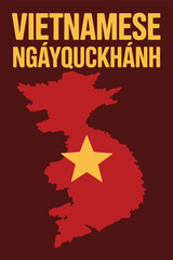 Vietnamese National Day Poster with Vietnam Map and Star Symbol