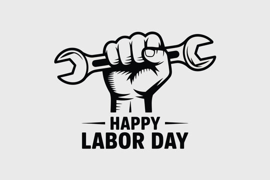 Labor Day Celebration with Worker’s Hand and Wrench