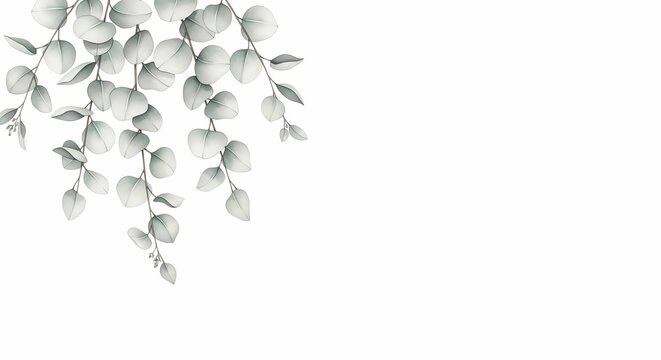 Elegant eucalyptus branches cascading create a calming, natural accent for design projects and botanical themes, serene and fresh