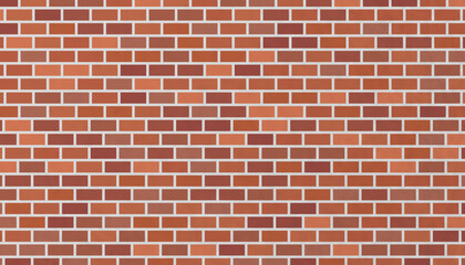 Realistic red brick wall background illustration. Seamless pattern design for construction, architecture, masonry, interior exterior decoration, building material. Abstract vintage retro texture.