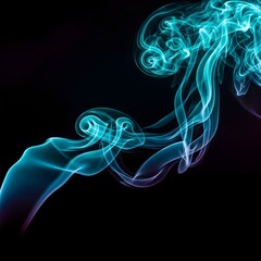 Captivating swirls of blue smoke dance against a dark backdrop creating a mesmerizing and dynamic visual