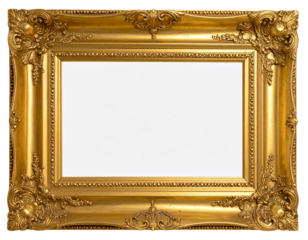 Untitled design - Ornate Gold Picture Frame, Square Composition, Isolated on Transparent Background, Vi