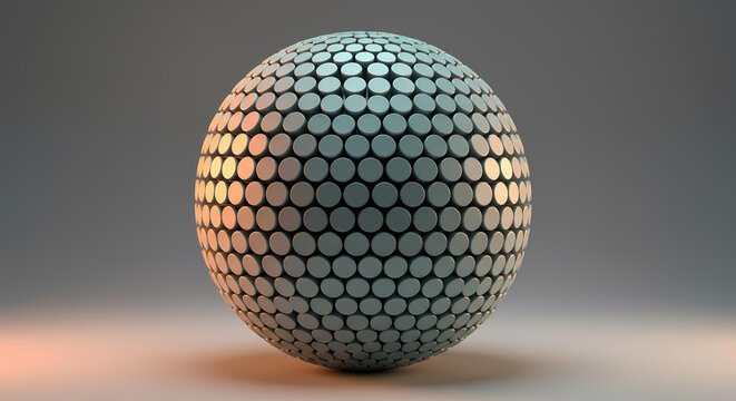 Abstract sphere composed of cylinders with subtle lighting and neutral background - Powered by Adobe