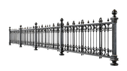 Naklejka premium Elegant Black Metal Fence Ornate Design Architectural Detail