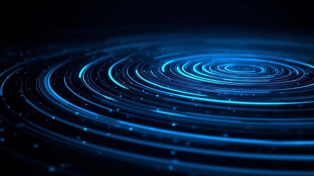 Glowing blue circular digital waves with futuristic ripple pattern