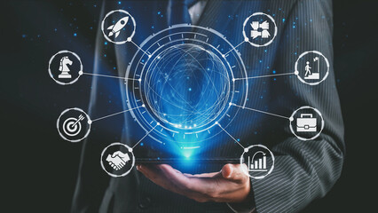 Startup launch and business growth concept, rocket symbolism, entrepreneurship, startup innovation,...