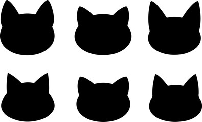 "Stylized Cat Faces Collection Black Vector Bundle