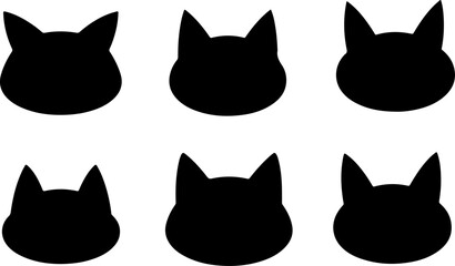"Stylized Cat Faces Collection Black Vector Bundle