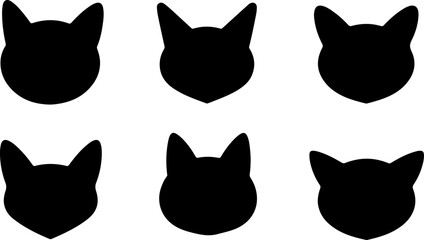 "Stylized Cat Faces Collection Black Vector Bundle