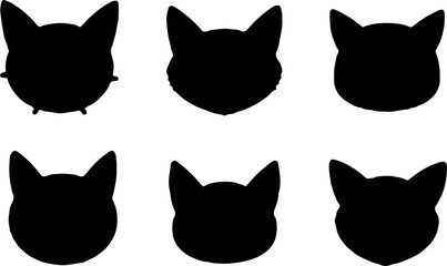 "Stylized Cat Faces Collection Black Vector Bundle
