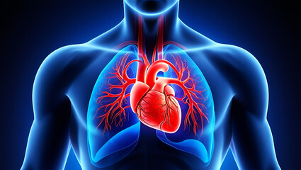 Human circulatory system and lungs anatomy heart