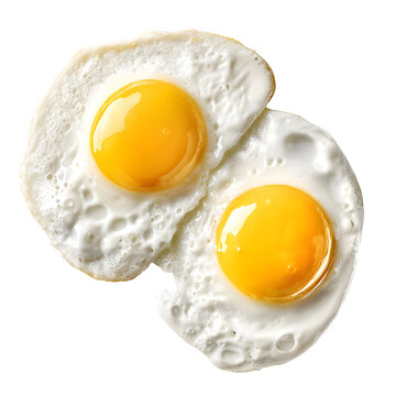 Two sunny side up eggs perfectly cooked on a plain black background