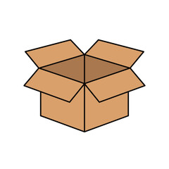 Open cardboard box on a white background.