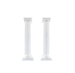 Obraz premium Elegant white marble columns against a stark black backdrop in studio photography